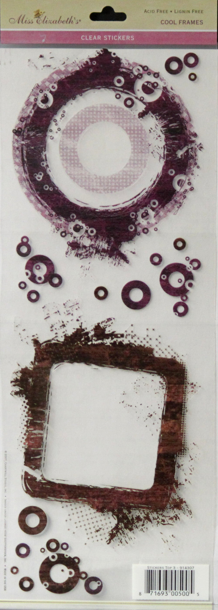 Miss Elizabeth's Cool Frames Clear Scrapbook Stickers - SCRAPBOOKFARE