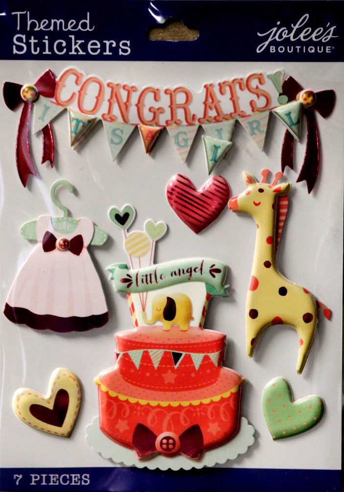 EK Success Jolee's Boutique Congratulations Baby Girl Dimensional Themed Scrapbook Stickers