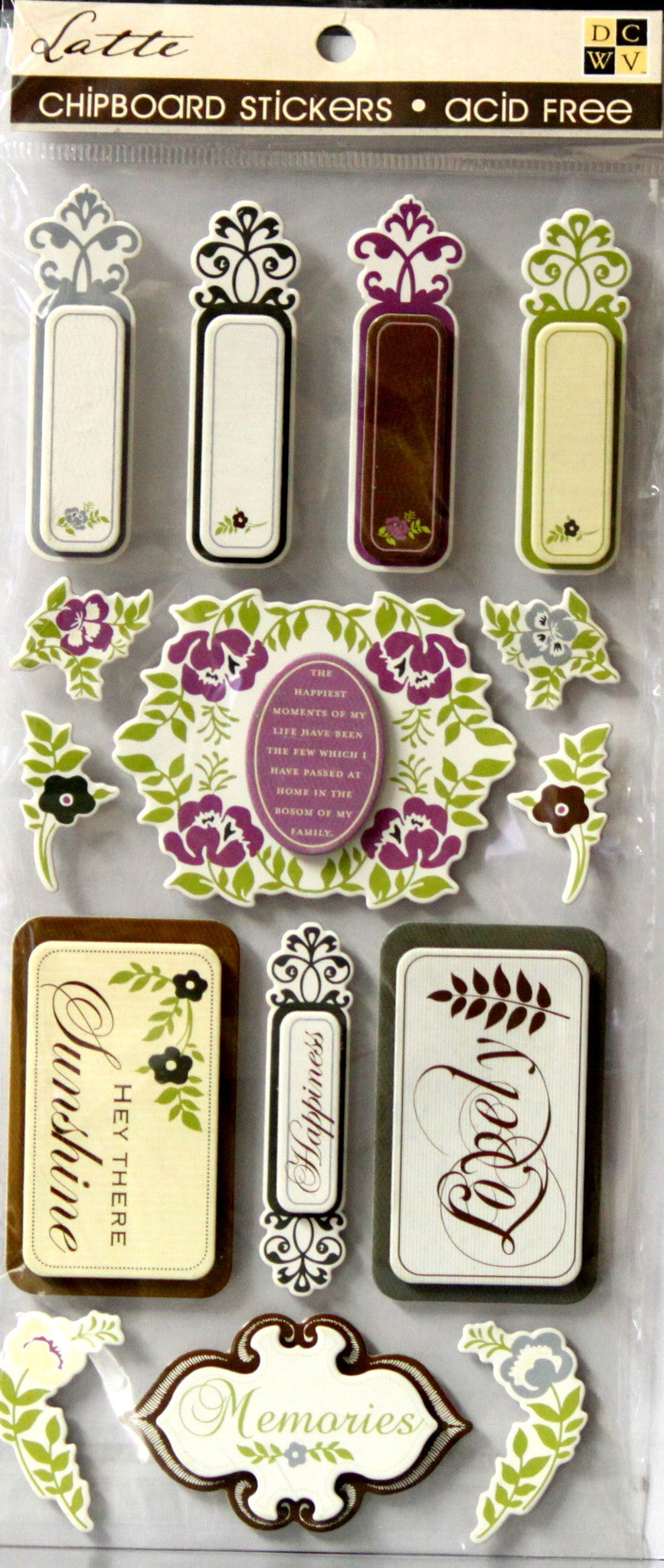 DCWV Latte Chipboard Stickers Embellishments - SCRAPBOOKFARE