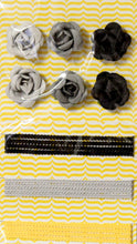 Shades Of Gray Roses & Ribbons Combo Pack Embellishments - SCRAPBOOKFARE