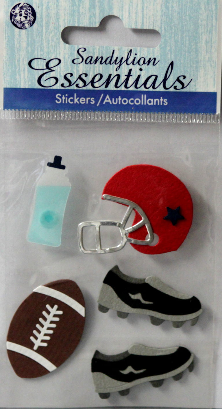 Sandylion Essentials Football Dimensional Scrapbook Stickers - SCRAPBOOKFARE