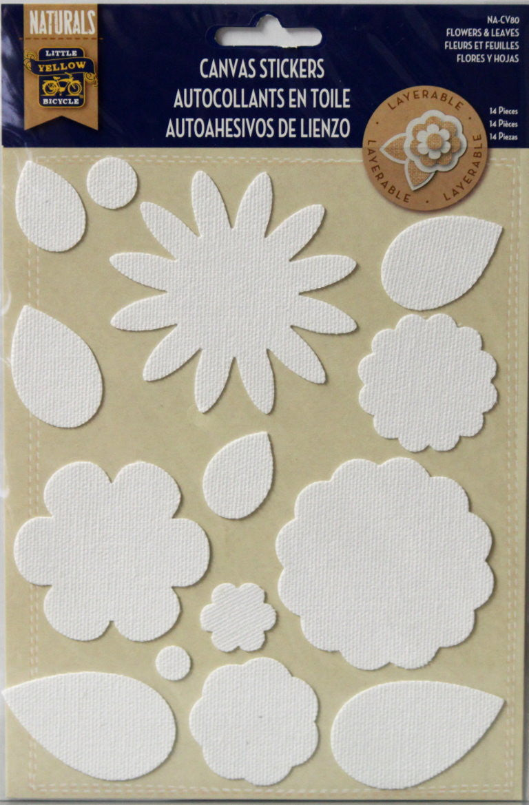 Little Yellow Bicycle Naturals Canvas Flowers & Leaves Stickers - SCRAPBOOKFARE