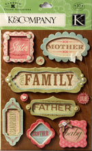 K & Company Classic K Bailey Framed Words Grand Adhesions Dimensional Stickers
