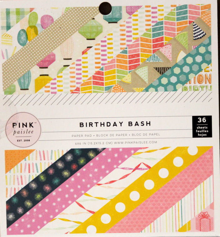 Pink Paislee Birthday Bash 6 x 6 Scrapbook Paper Pad