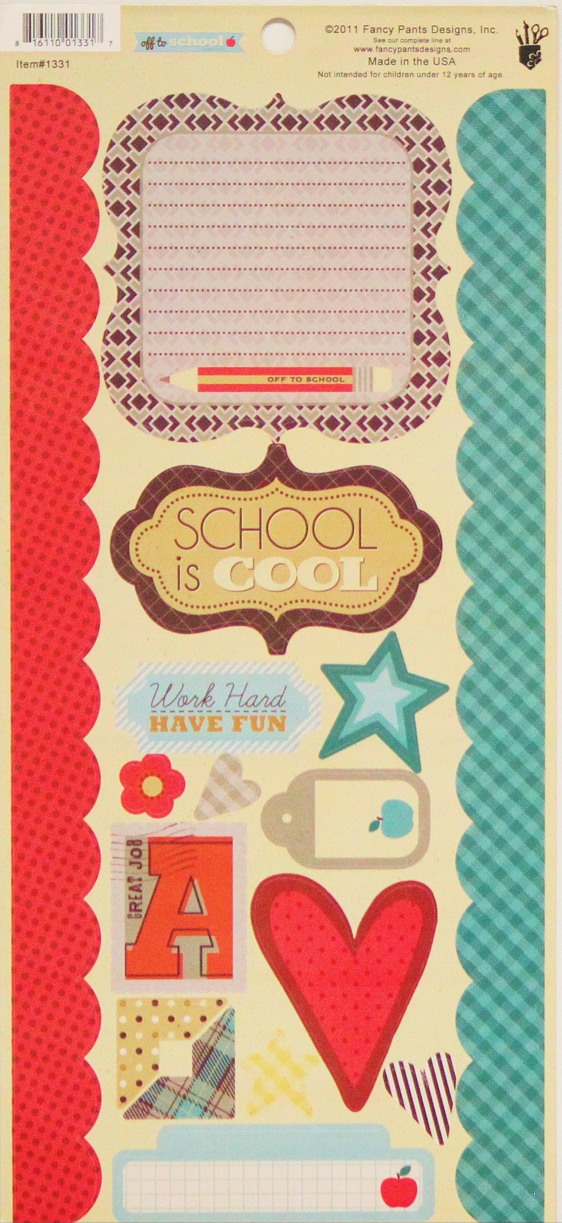 Fancy Pants Designs Off To School Large Sticker Sheet