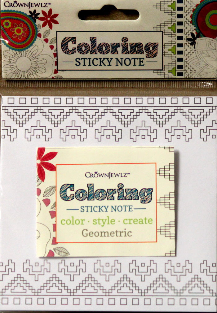 CrownJewlz Geometric Coloring Sticky Note Pad
