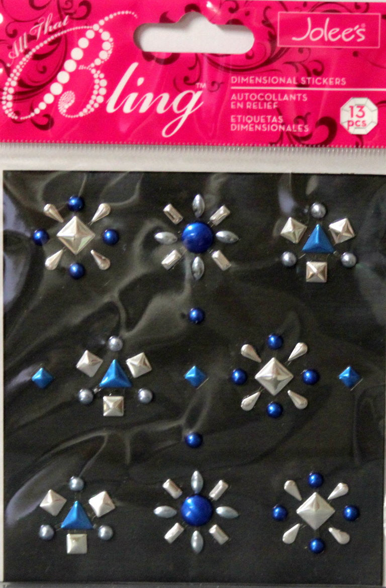 Jolee's All That Bling Blue And Silver Studs Dimensional Stickers Embellishments - SCRAPBOOKFARE
