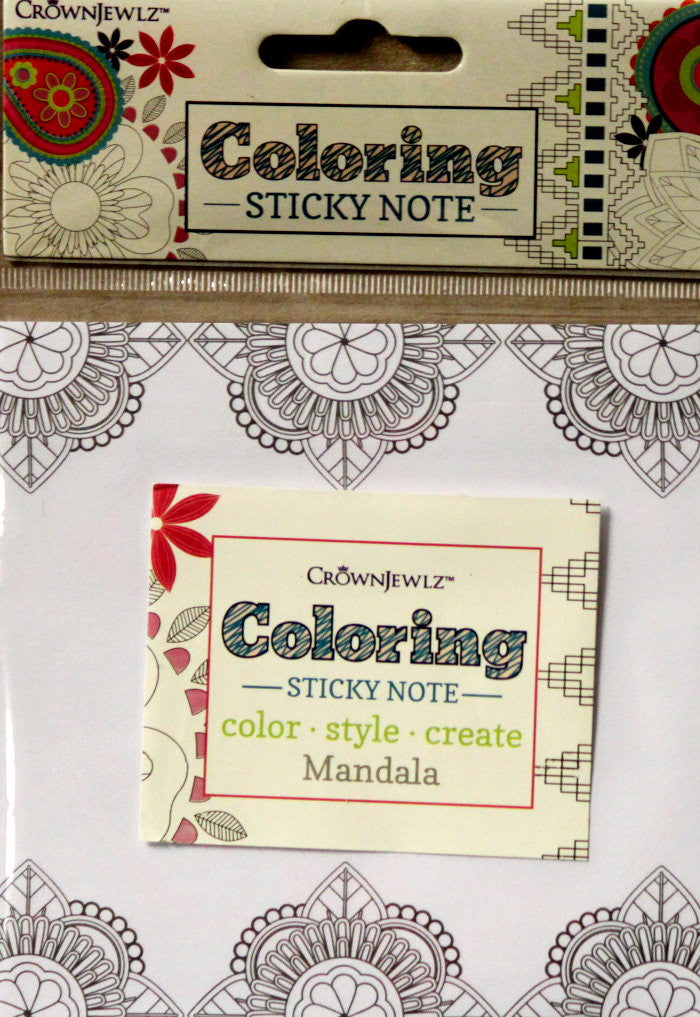 CrownJewlz Mandala Coloring Sticky Note Pad