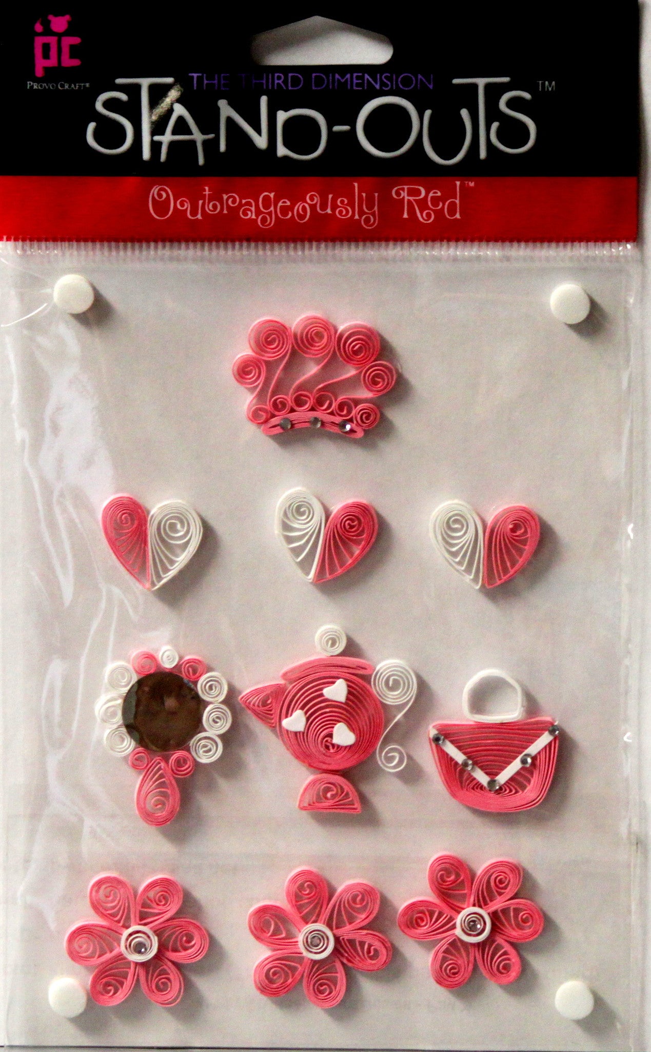 Provo Craft Stand-Outs Princess Pink Quilled Dimensional Scrapbook Stickers - SCRAPBOOKFARE