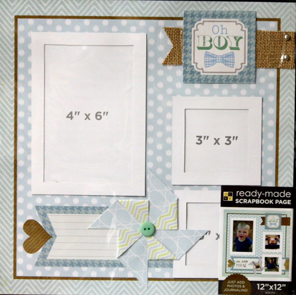 DCWV 12 x 12 Oh Boy Ready-Made Scrapbook Page - SCRAPBOOKFARE