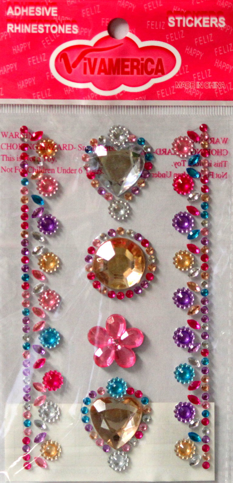 Vivamerica Self-Adhesive Rainbow II Hearts Rhinestone Medley Embellishments