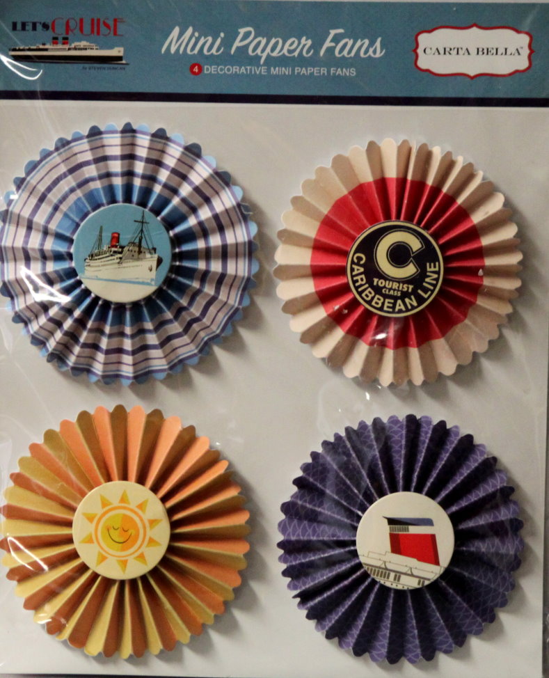 Carta Bella Let's Cruise Mini Paper Fans Embellishments