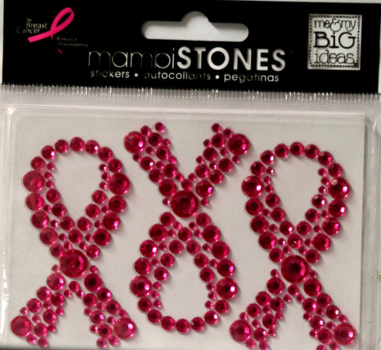 Me & My Big Ideas Breast Cancer Foundation MambiStones Adhesive Sticker Embellishments - SCRAPBOOKFARE