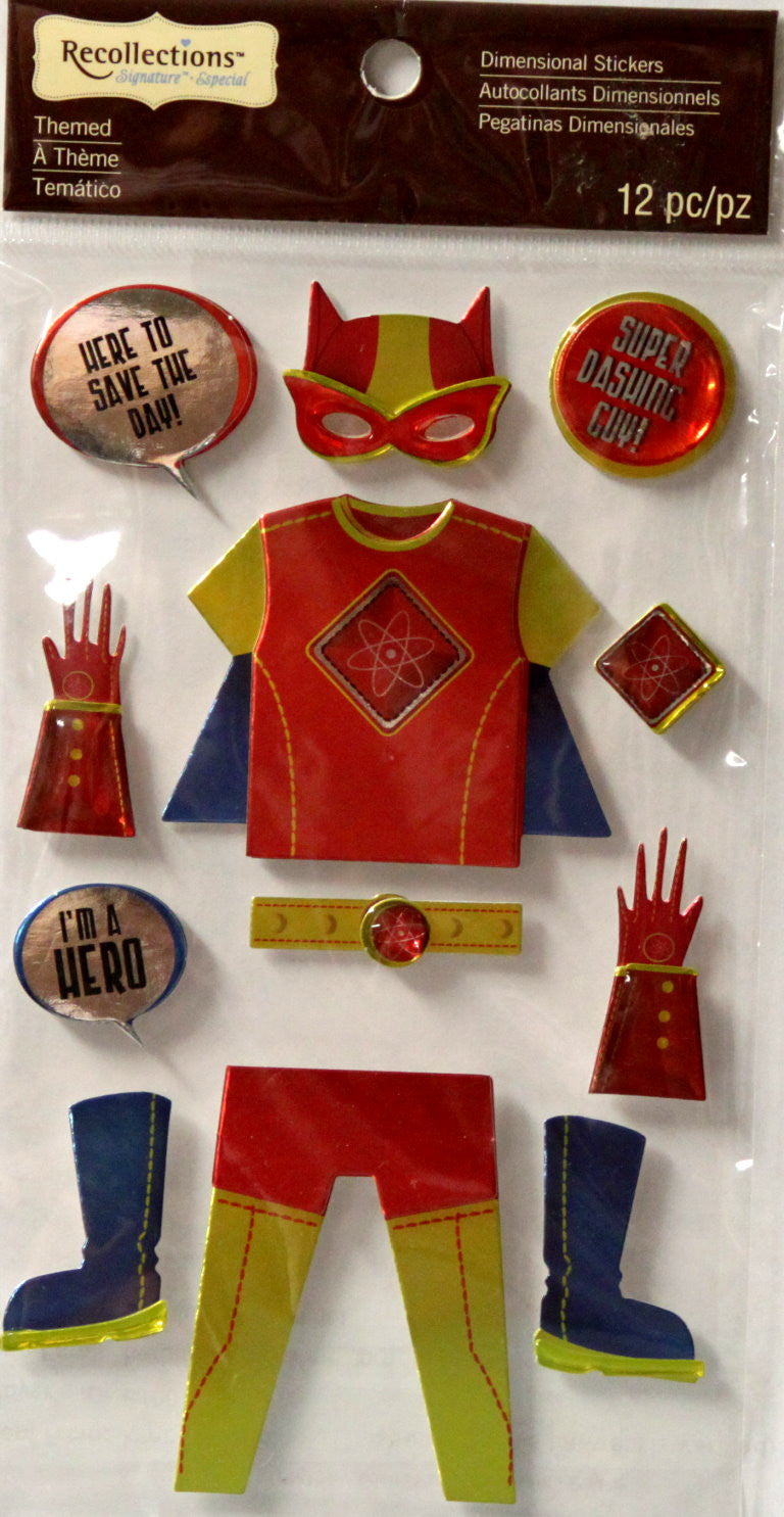 Recollections Super Hero Metallic Dimensional Stickers - SCRAPBOOKFARE
