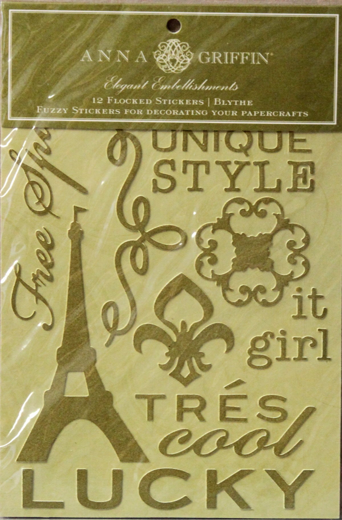 Anna Griffin Elegant Blythe Collection Flocked Embellishments Stickers - SCRAPBOOKFARE