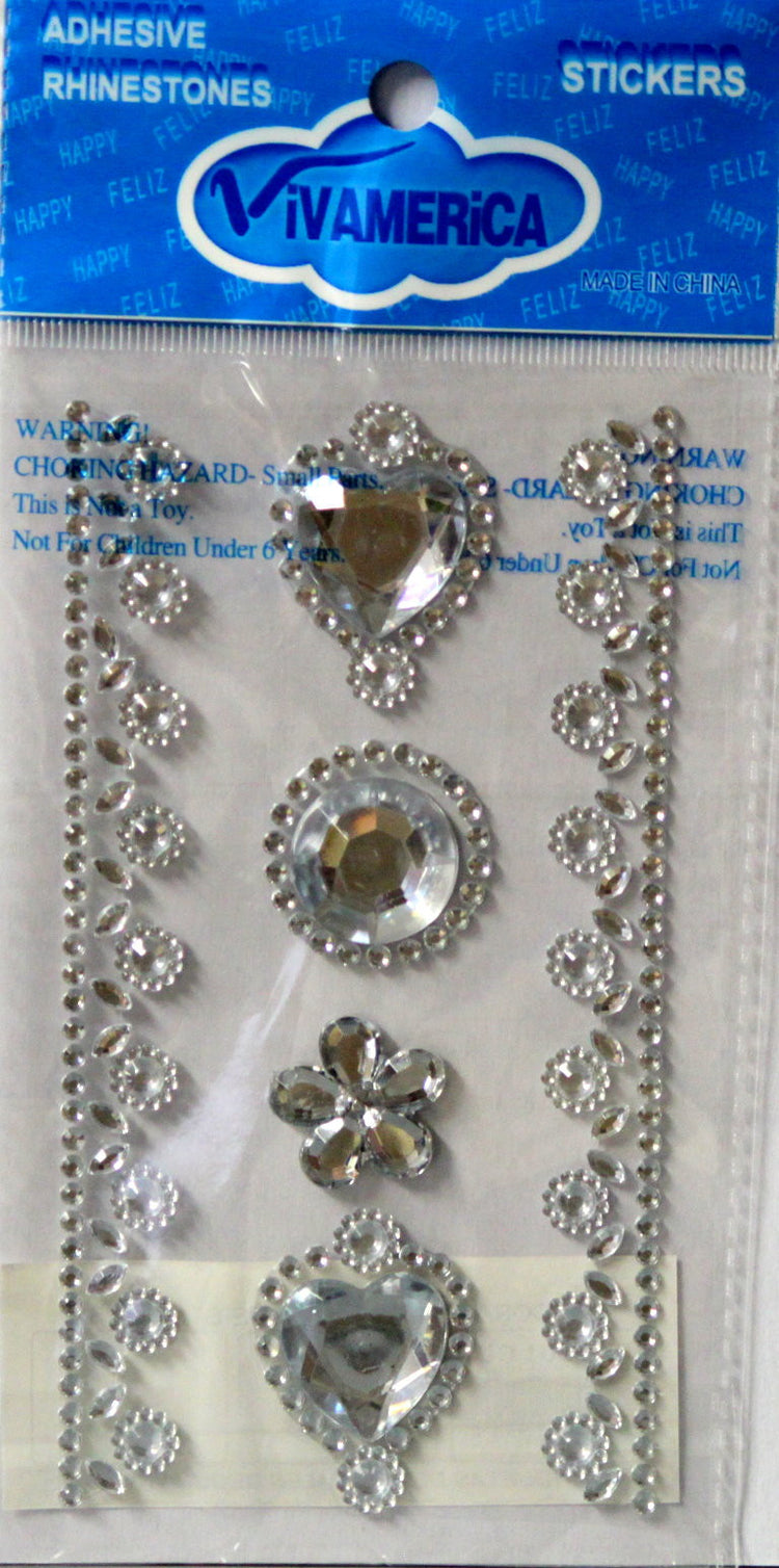 Vivamerica Self-Adhesive Clear Hearts Rhinestone Medley Embellishments