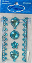 Vivamerica Self-Adhesive Blue Hearts Rhinestone Medley Embellishments