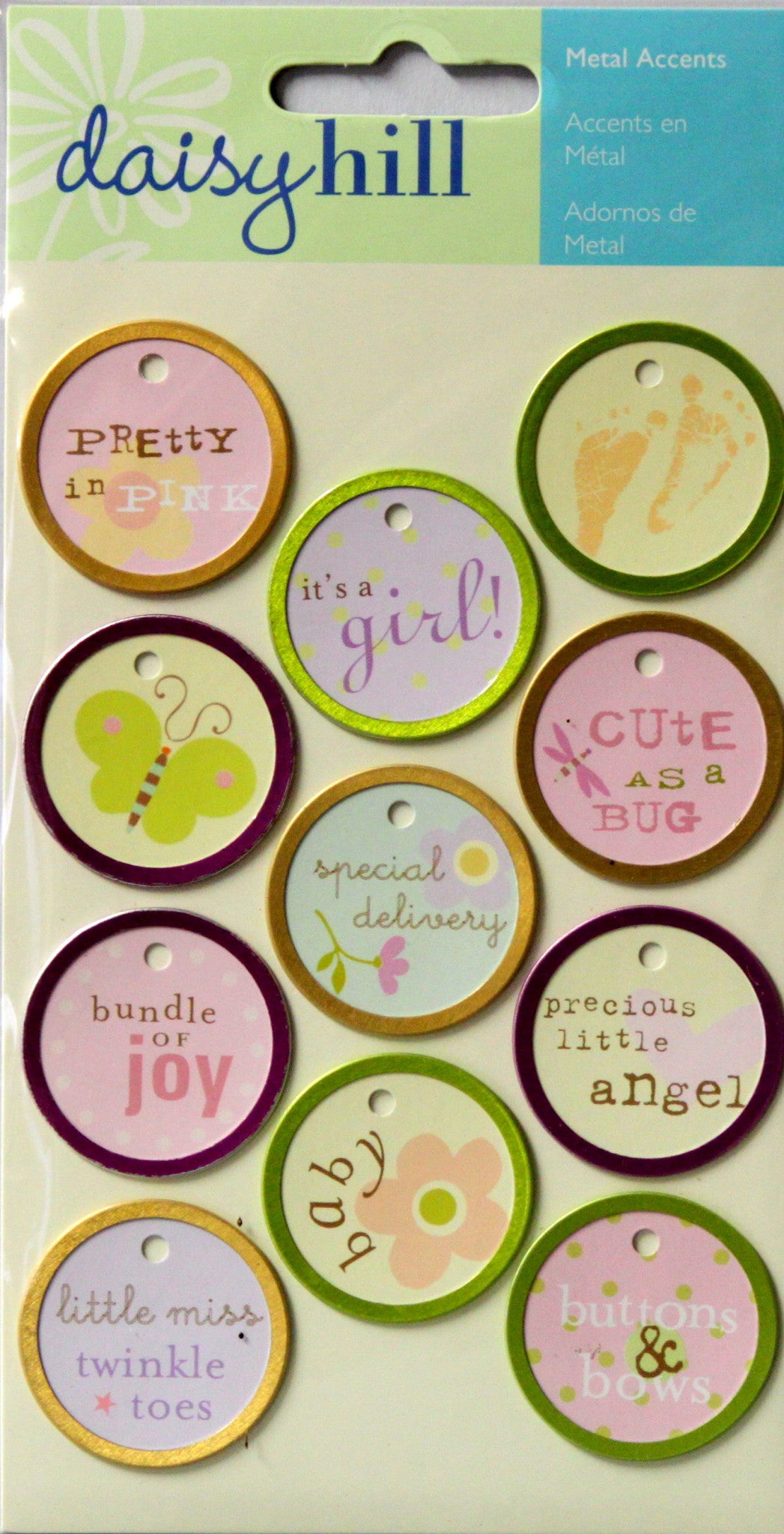 Daisy Hill Baby Girl Metal Rimmed Tags - SCRAPBOOKFARE