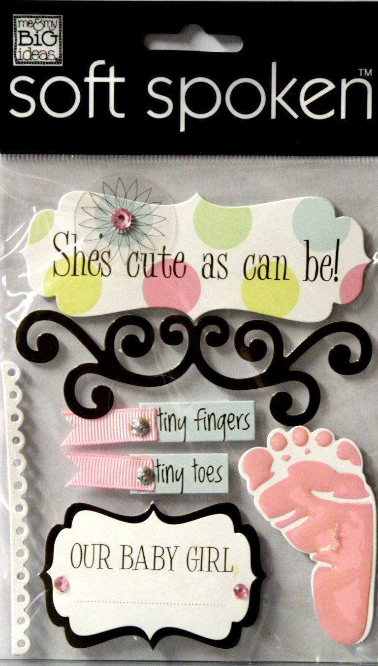 Me & My Big Ideas Soft Spoken Kay-She's Cute As Can Be Dimensional Stickers - SCRAPBOOKFARE