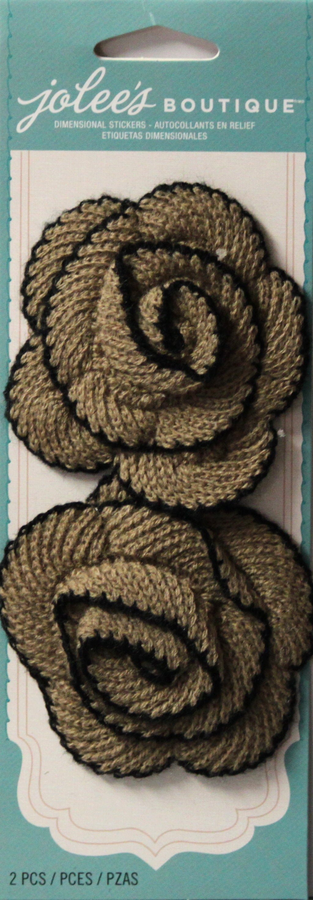 Jolee's Boutique Black Tan Knit Spiral Flowers Stickers