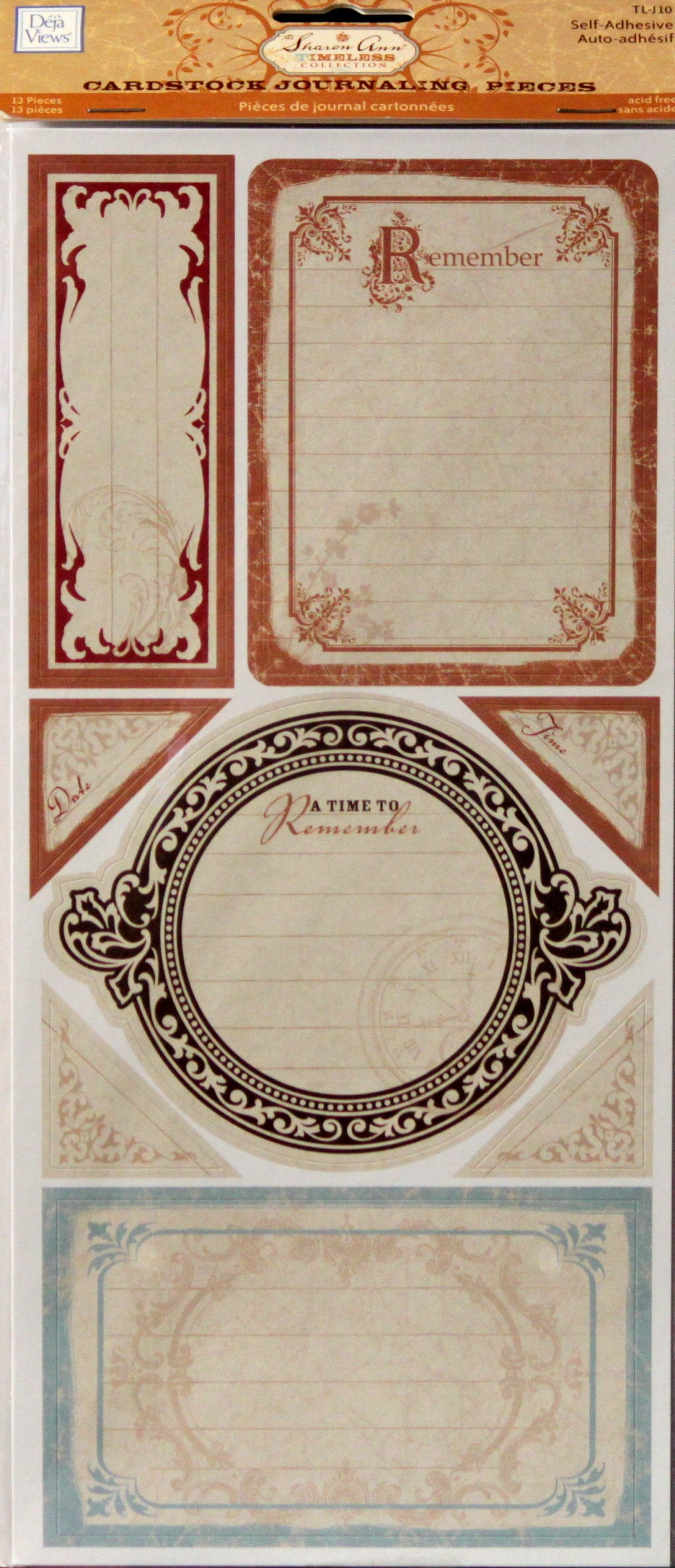 Deja Views Sharon Ann Timeless Cardstock Self-Adhesive Journaling Pieces