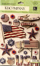 K & Company Grand Adhesions Americana Flag Dimensional Stickers