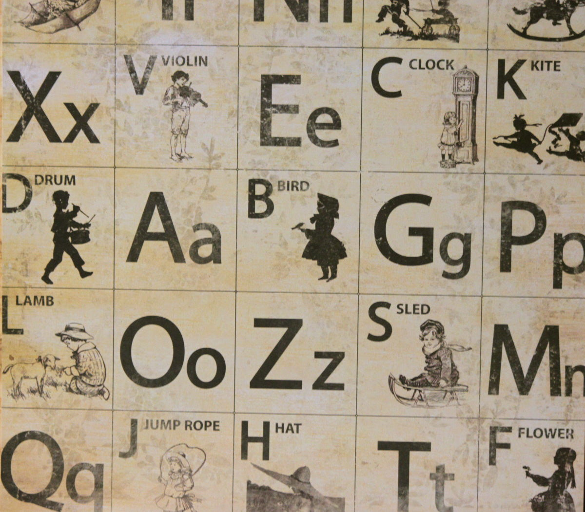 Colorbok Vintage Treasures Alphabet 12 x 12 Flat Scrapbook Paper - SCRAPBOOKFARE