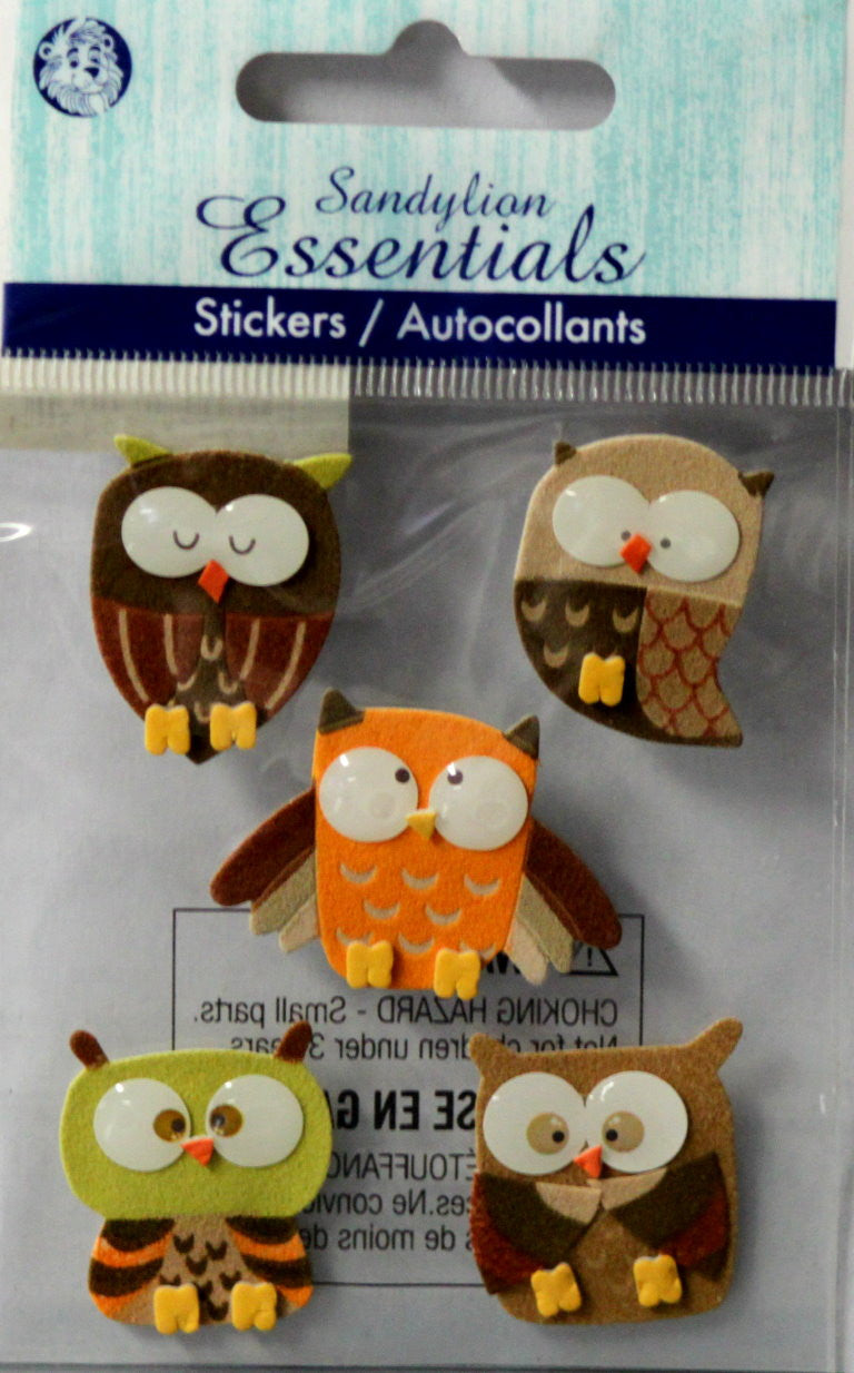 Sandylion Essentials Owls Dimensional Scrapbook Stickers - SCRAPBOOKFARE