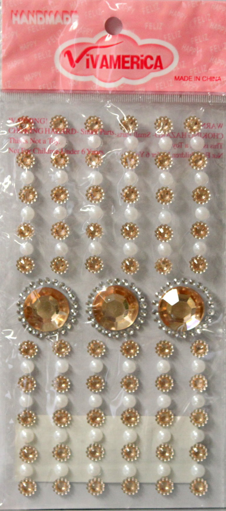 Vivamerica Self-Adhesive Clear Rhinestones And Pearls Embellishments