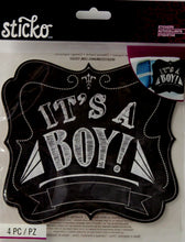 EK Success Sticko It's A Boy Chalkboard Reveal Announcement Stickers