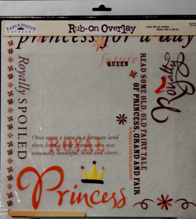 Karen Foster Design Princess 12 x 12 Rub-On Overlay - SCRAPBOOKFARE