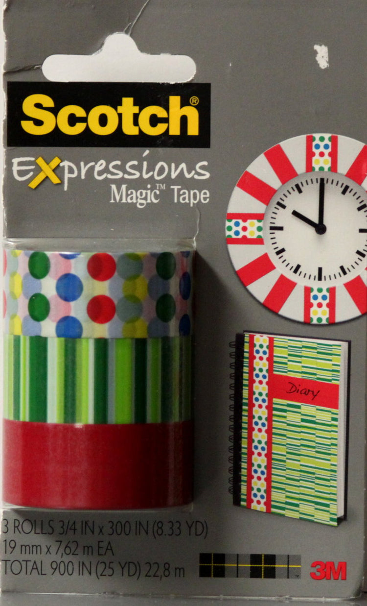 Scotch Expressions Magic Tape Designer 3-Pack Washi Tape