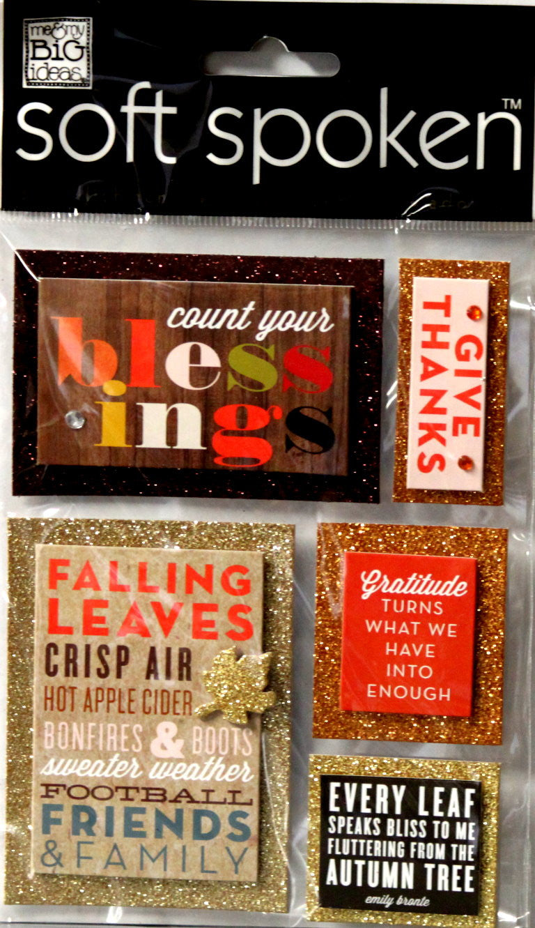 Me & My Big Ideas Soft Spoken Give Thanks Dimensional Stickers - SCRAPBOOKFARE