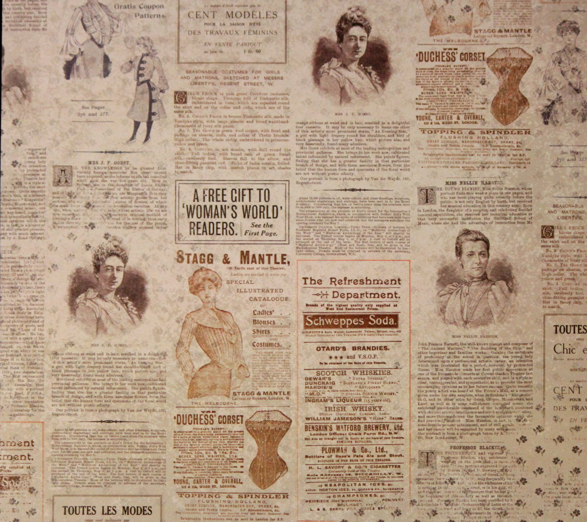 The Paper Studio 12 x 12  Vintage Newspaper Flat Scrapbook Paper - SCRAPBOOKFARE