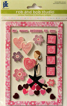 Provo Craft Rob & Bob Studio Heart To Heart Handcrafted Dimensional Stickers Embellishments