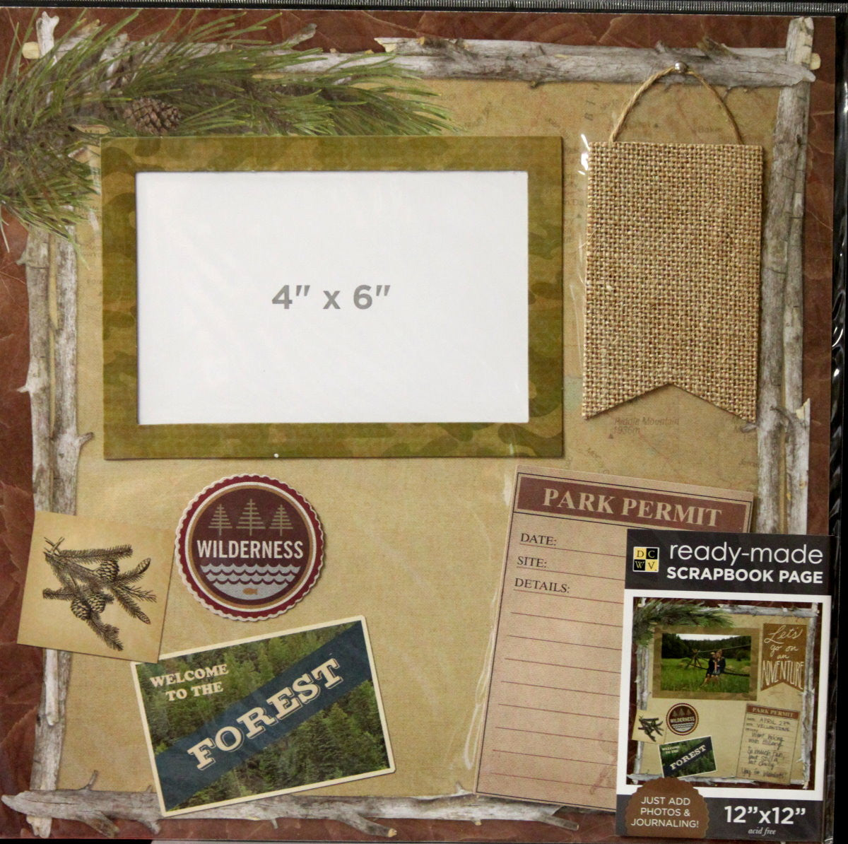 DCWV 12 x 12 Welcome To The Forest Ready-Made Scrapbook Page - SCRAPBOOKFARE