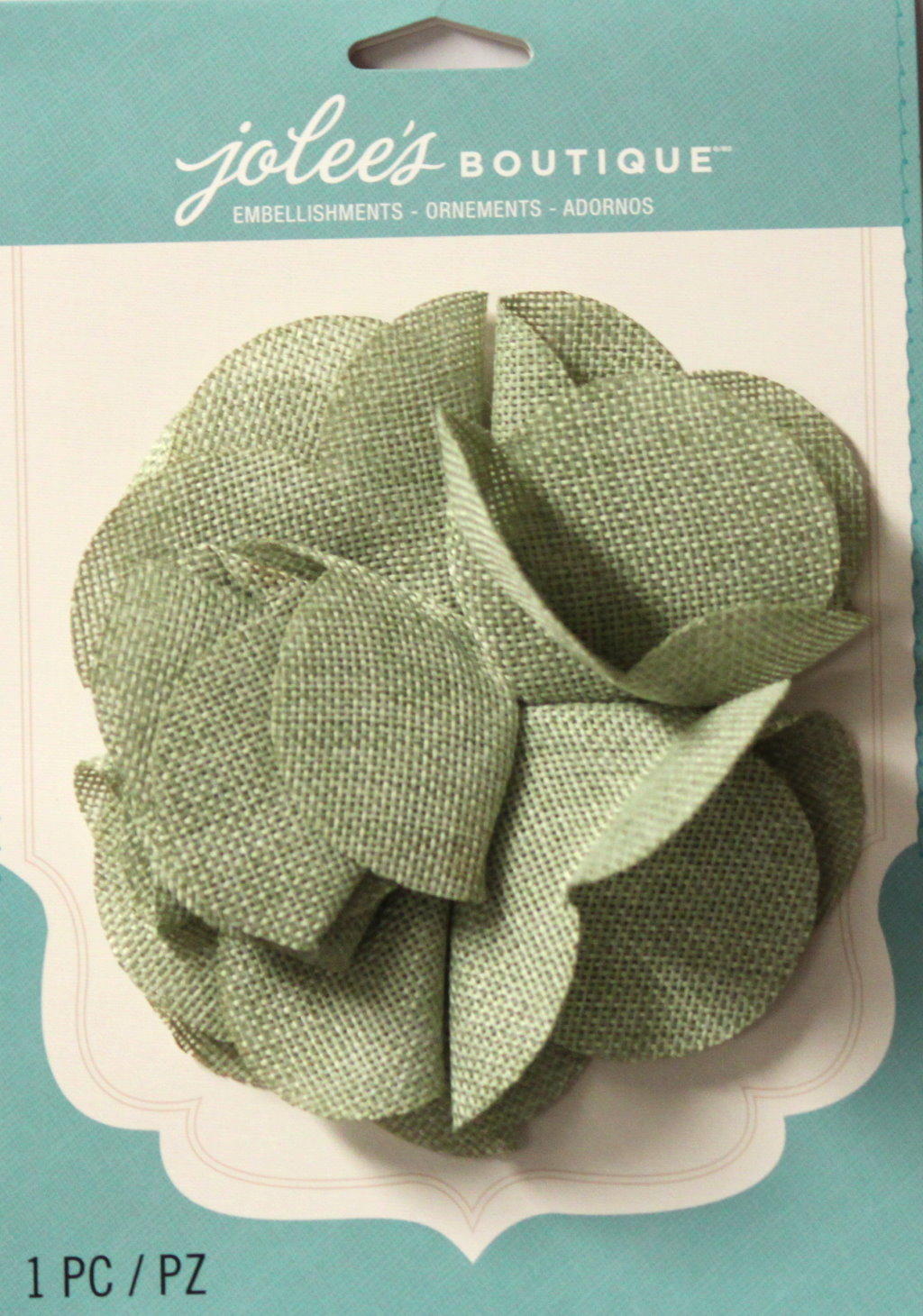 Jolee's Boutique Mint Burlap Large Flower Embellishment Sticker