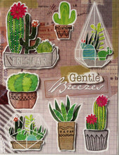 Premium Cactus Glittered Plants And Flowers Dimensional Stickers Embellishments