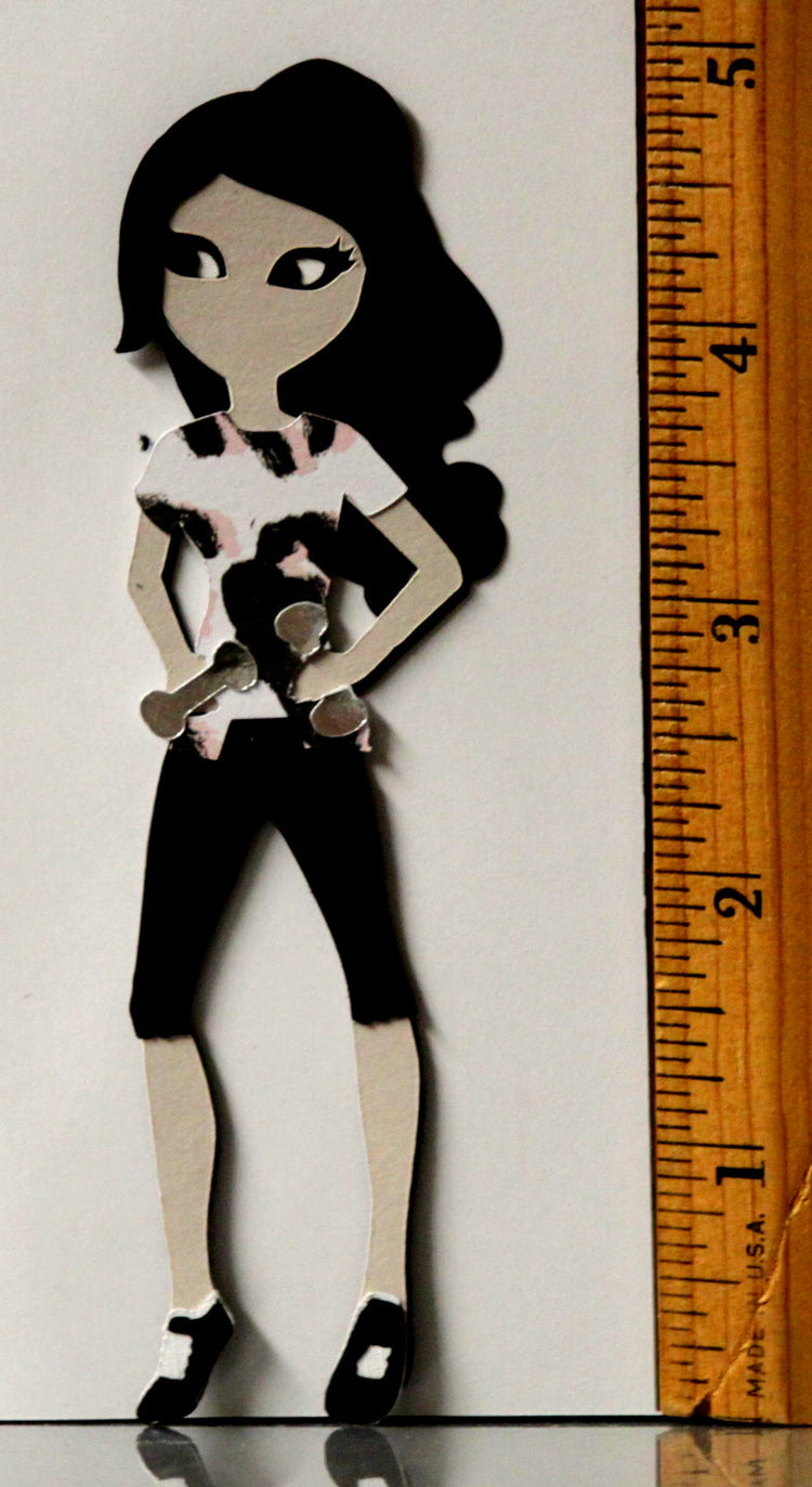 T & H Creations Handmade Workout Doll Multi-Layered Die-cut Embellishment