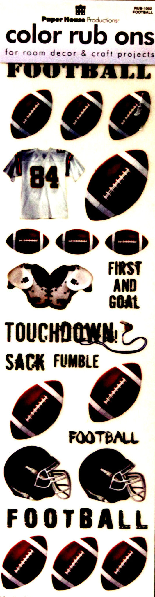 Paper House Productions Football Color Rub-ons Embellishments - SCRAPBOOKFARE