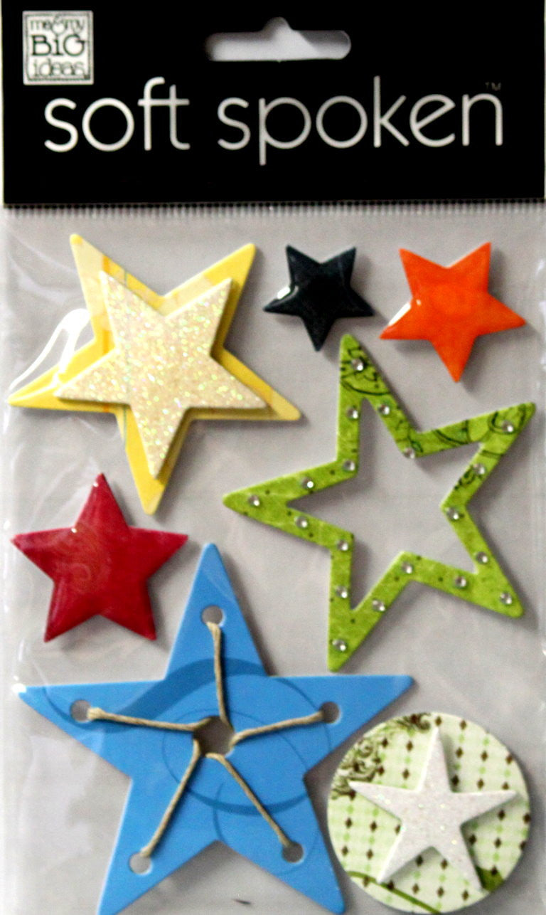 Me & My Big Ideas Soft Spoken Stars Dimensional Sticker Embellishments - SCRAPBOOKFARE