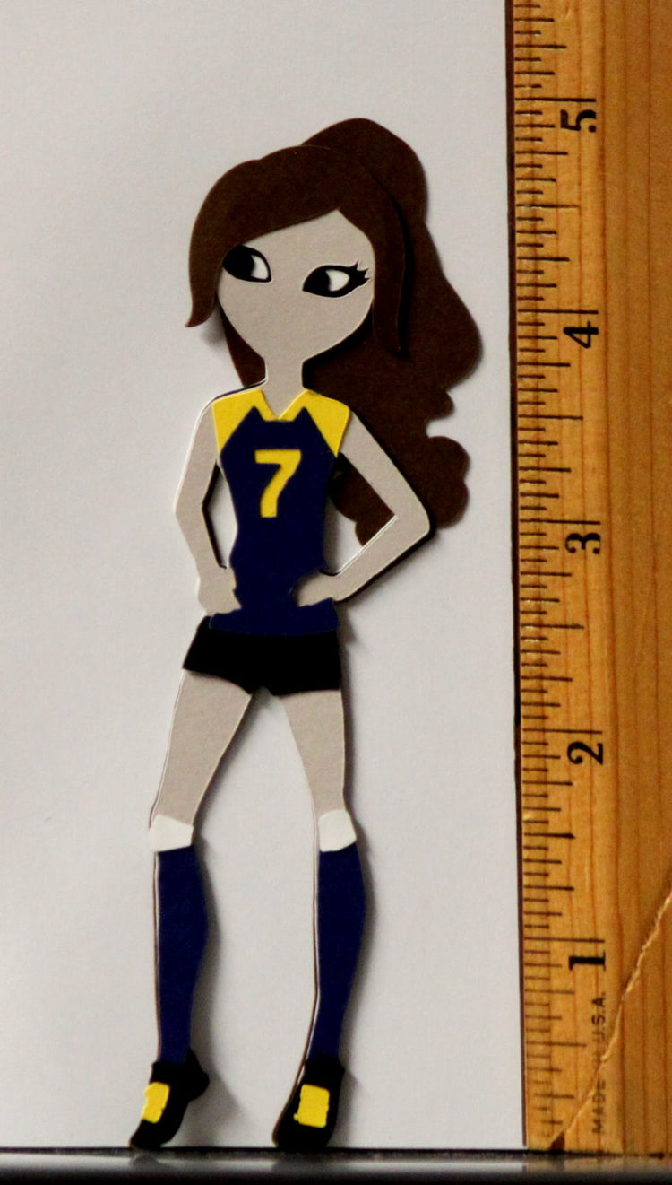 T & H Creations Handmade Soccer Doll Multi-Layered Die-cut Embellishment