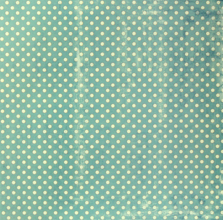 Distressed Teal Blue Dots Printed 12 x 12 Scrapbook Paper