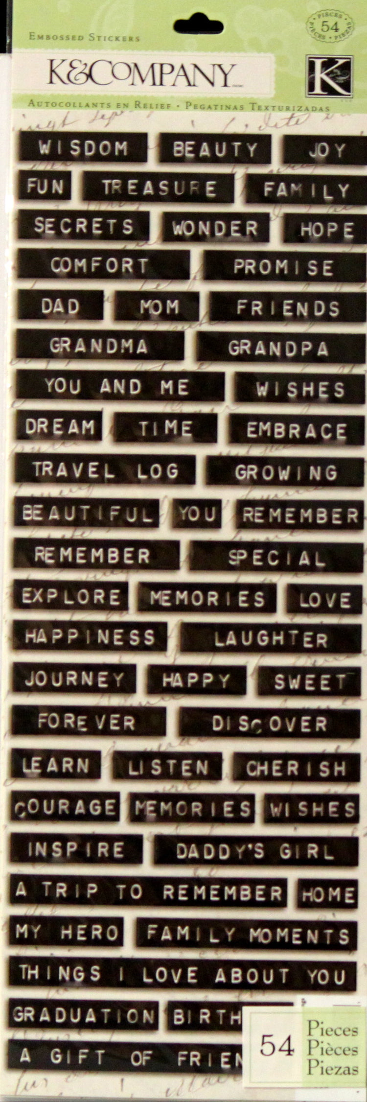 K & Company Life's Journey Words & Sayings Embossed Stickers