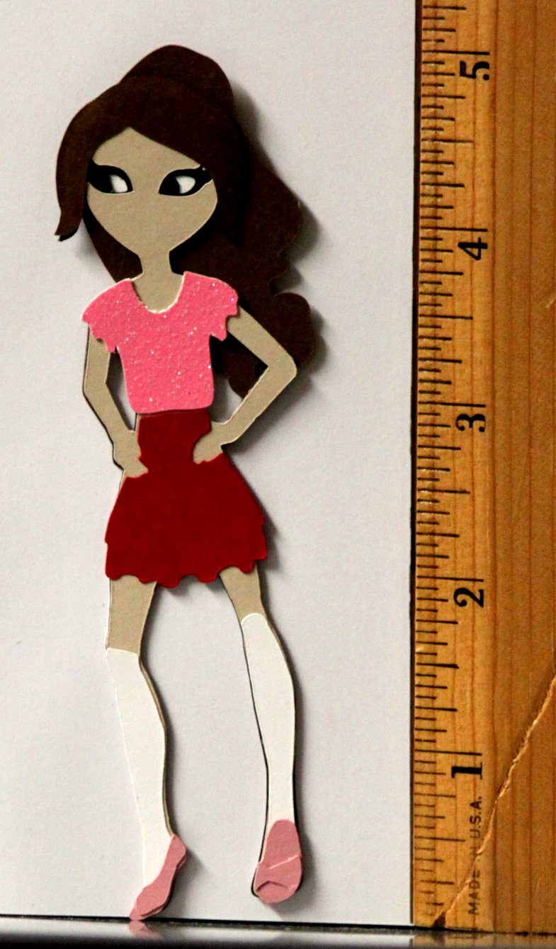 T & H Creations Handmade Valentine Doll Multi-Layered Die-cut Embellishment