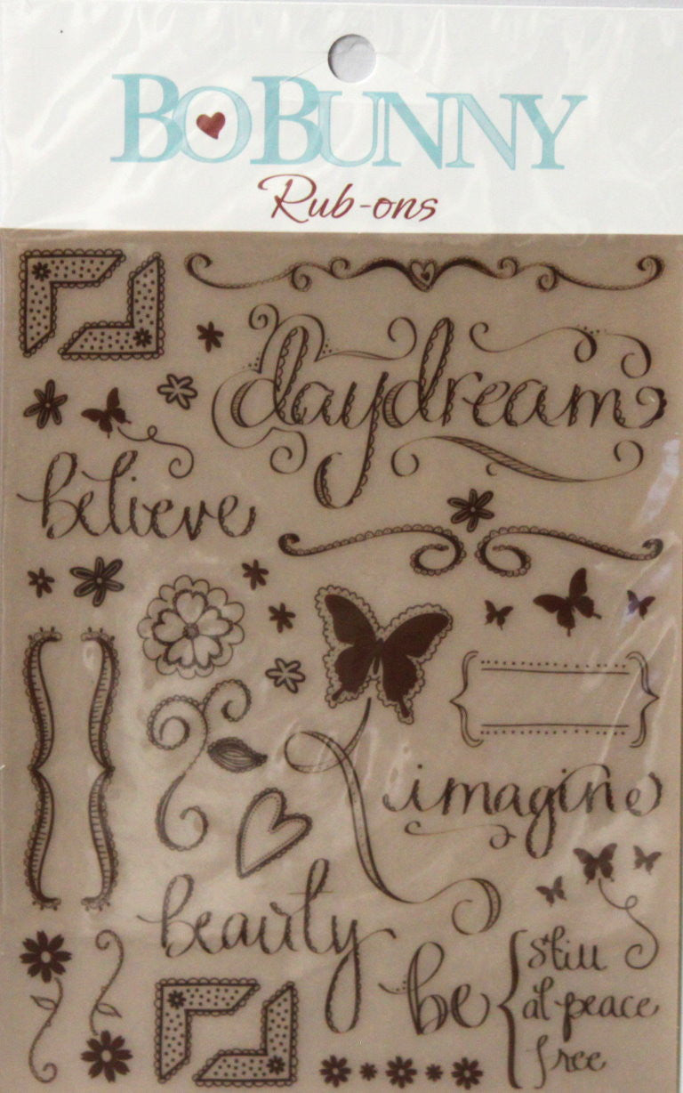 BoBunny Daydream Brown Rub-ons Embellishments - SCRAPBOOKFARE