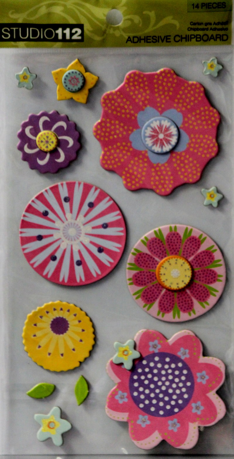 K & Company Studio 112 Garden Flowers Adhesive Chipboard Scrapbook Stickers