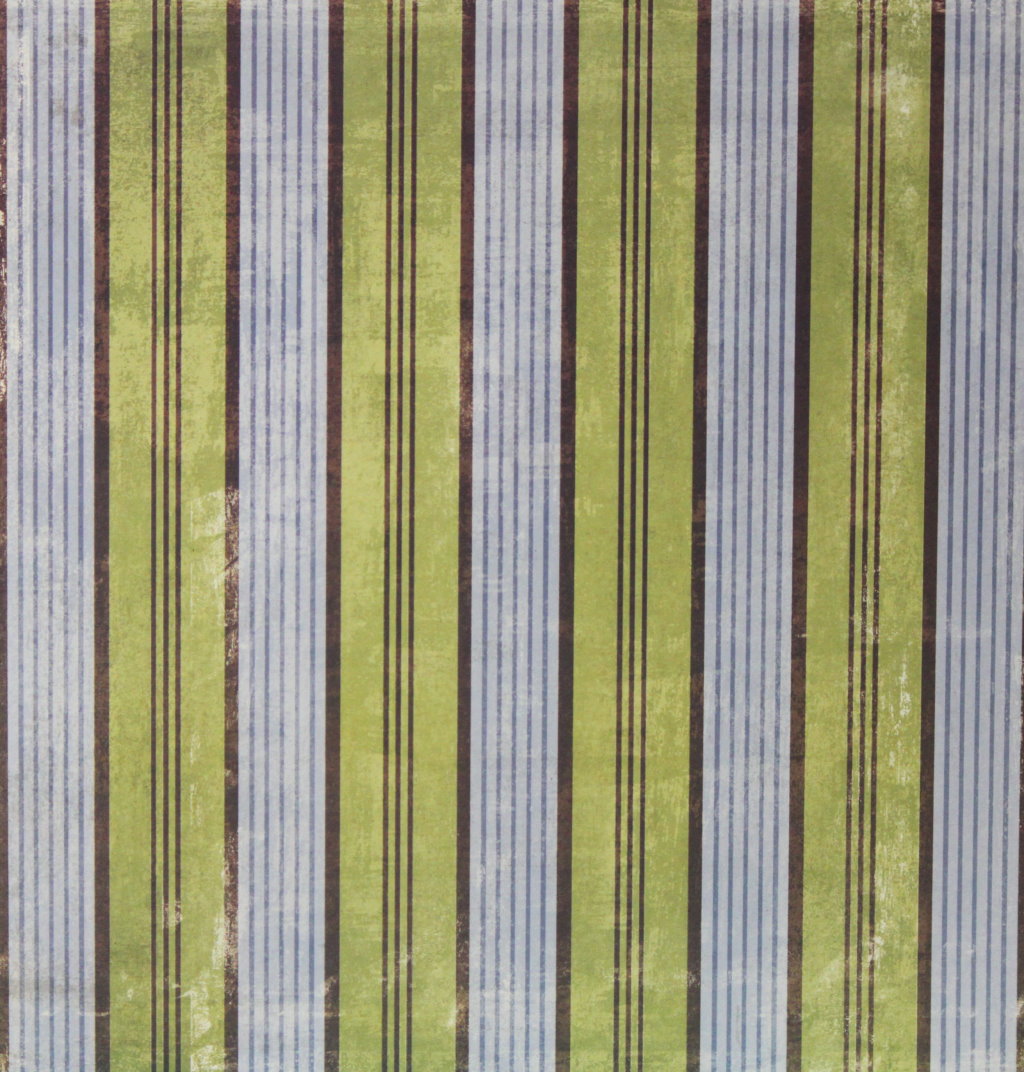 Distressed Blue & Green Striped Printed 12 x 12 Scrapbook Paper