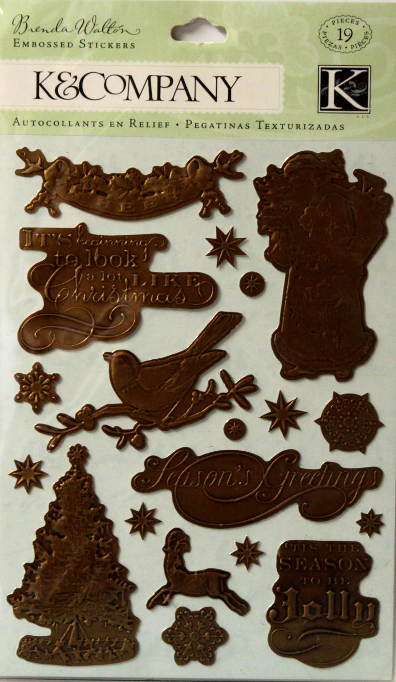 K & Company Brenda Walton Evergreen Foil Embossed Stickers Embellishments