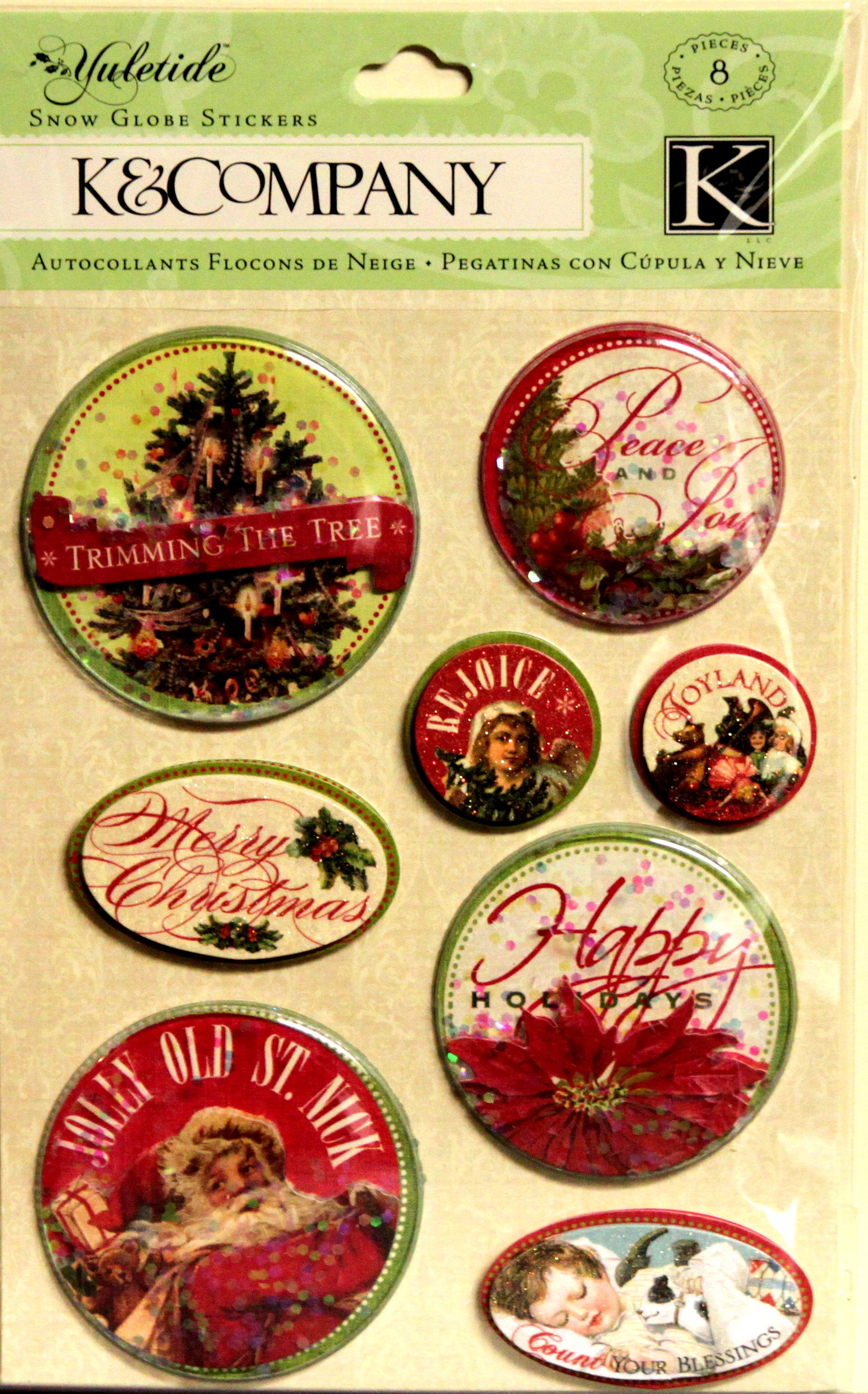 K & Company Yuletide Snow Globe Dimensional Stickers